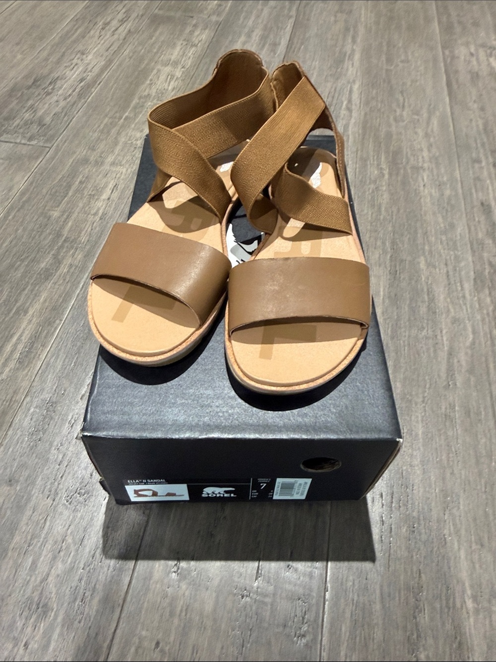 Sorel Brown Strappy Elastic Wedge Sandals
